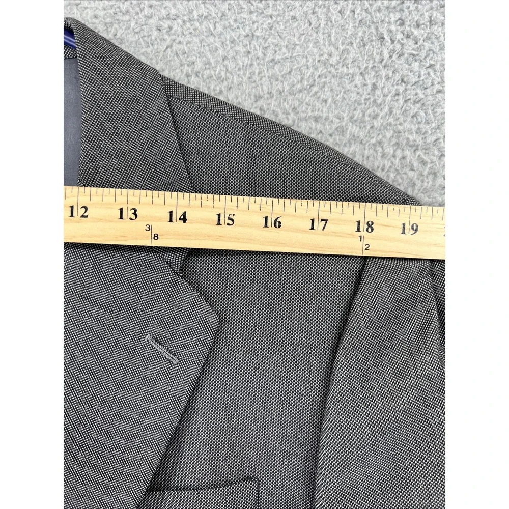 Hickey Freeman‎ Mens Gray Tasmanian Wool Blazer Sport Coat Two Button Jacket 42L